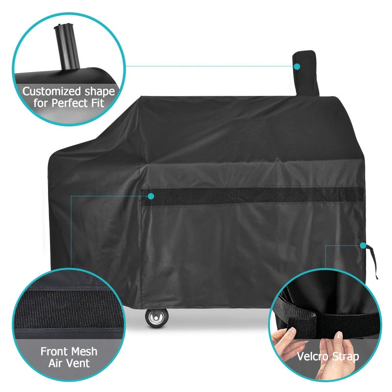 iCOVER Offset Smoker Cover 60 inch Charcoal Pellet Grill Covers Heavy Duty Waterproof 600D BBQ Smokers Protection for Brinkmann for Char-Broil for Weber, Nexgrill, New Braunfels for Oklahoma Joe's - Image 2